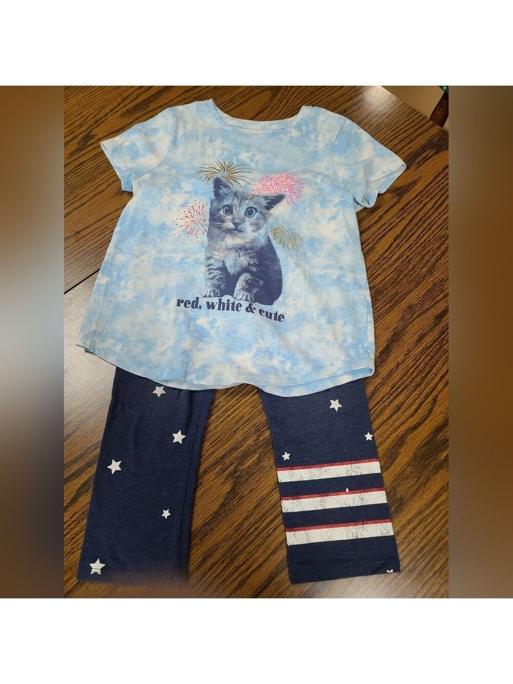 Girl's Size 10-12 Red, White, and Cute Patriotic Outfit - Picture 2 of 10